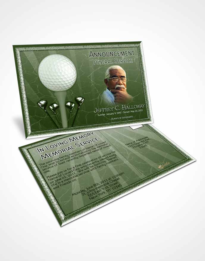 Funeral Announcement Card Template Emerald Golf Star
