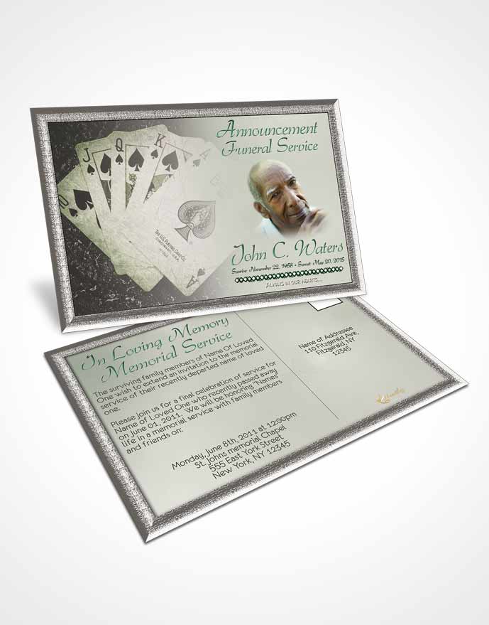 Funeral Announcement Card Template Emerald King of Hands