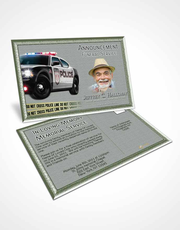 Funeral Announcement Card Template Emerald Police On Duty
