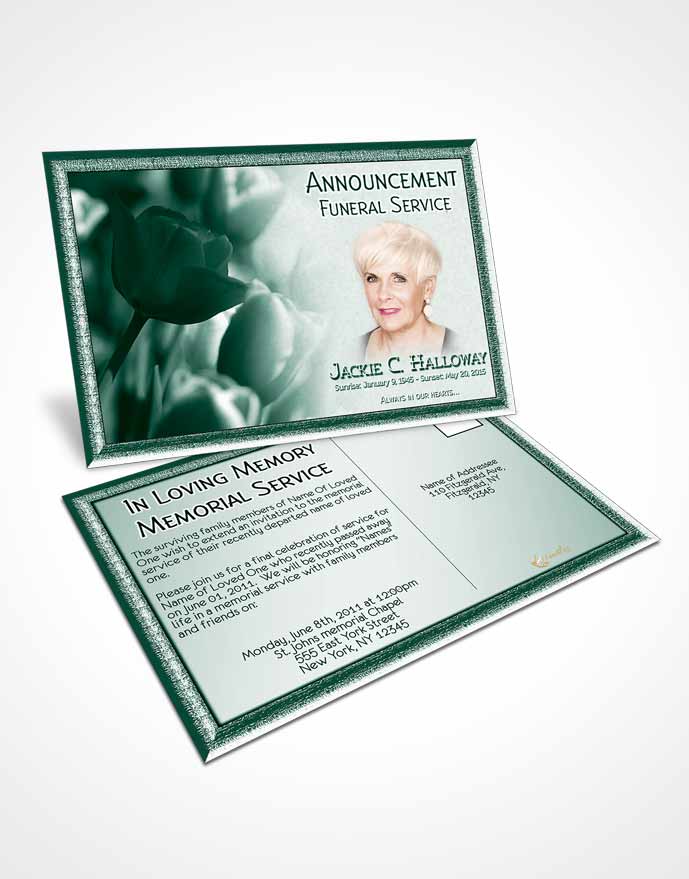 Funeral Announcement Card Template Emerald Roses