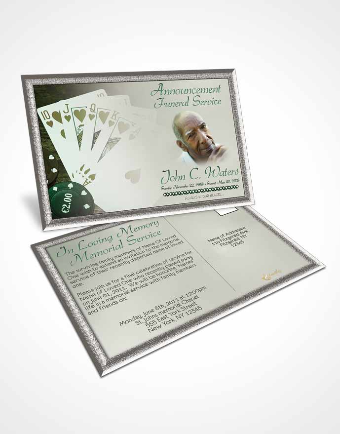 Funeral Announcement Card Template Emerald Royal Flush