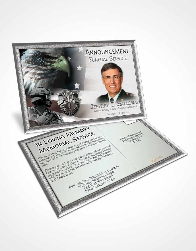 Funeral Prayer Card Template Emerald Special Forces Salute