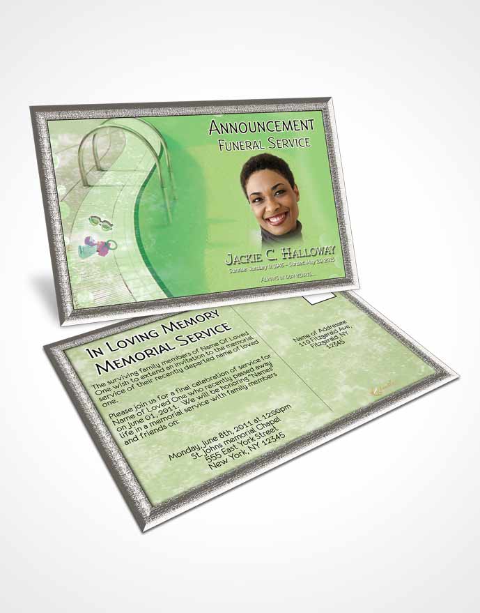 Funeral Announcement Card Template Emerald Swimming Desire