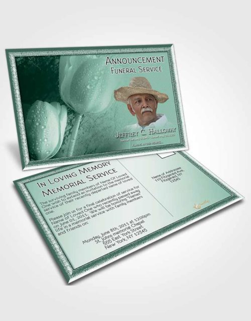 Funeral Announcement Card Template Emerald Tulip Garden