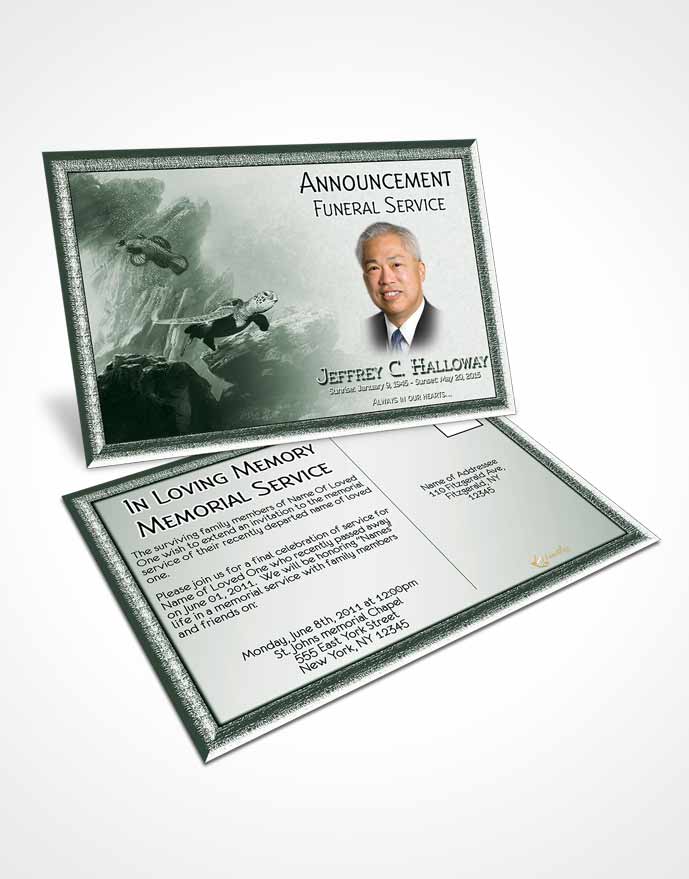 Funeral Announcement Card Template Emerald Water Lover
