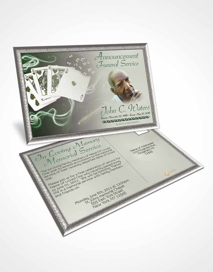 Funeral Announcement Card Template Emerald Weekend Card Game