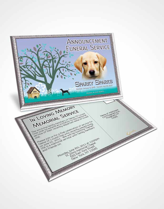 Funeral Prayer Card Template Evening Doggy Heaven