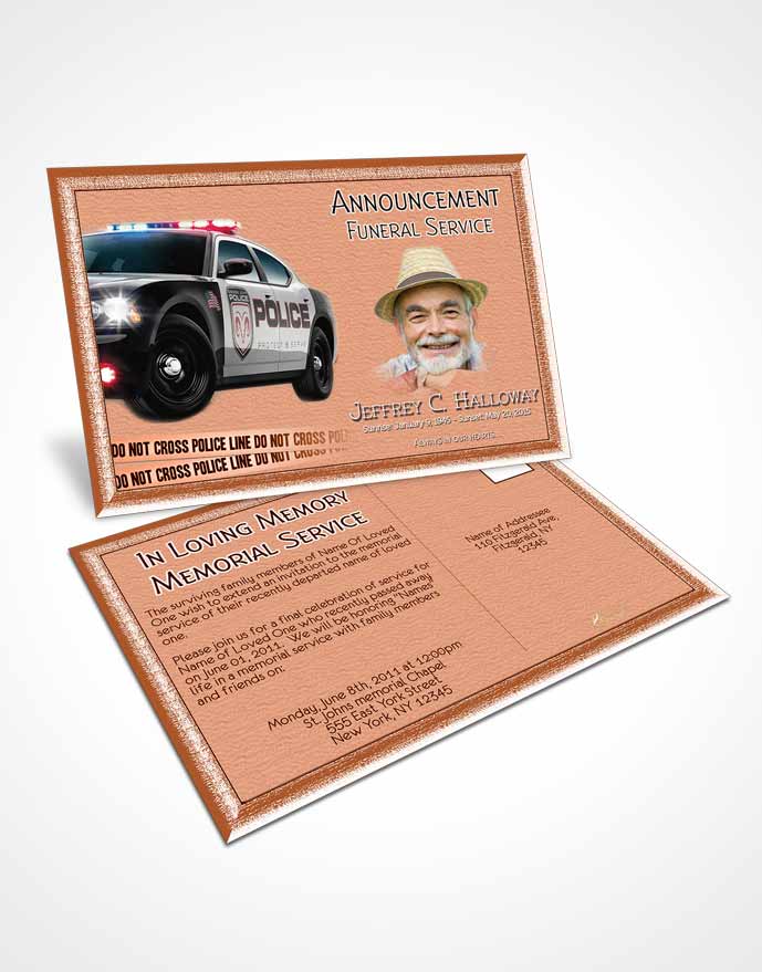 Funeral Announcement Card Template Evening Police On Duty
