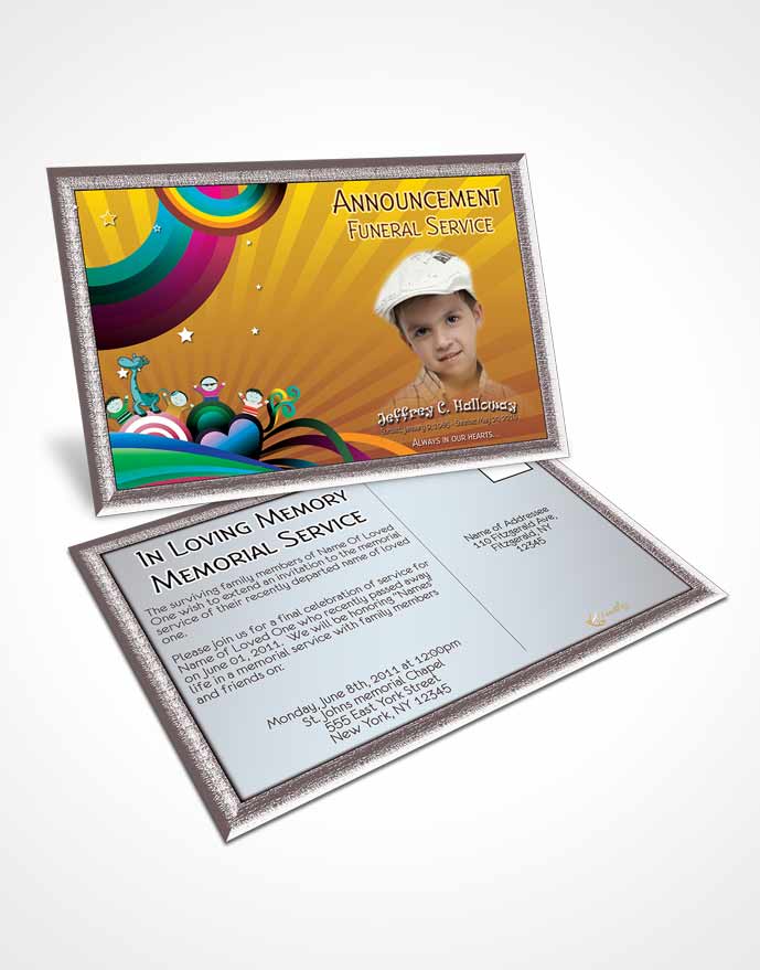 Funeral Announcement Card Template Fall Escape Childs Journey