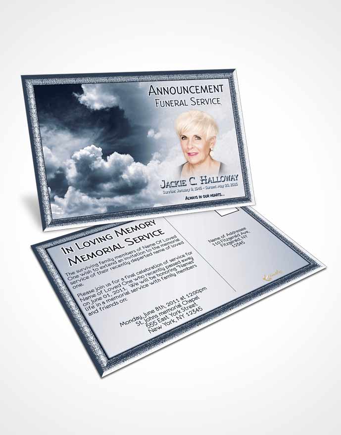 Funeral Announcement Card Template Fiery Topaz Clouds