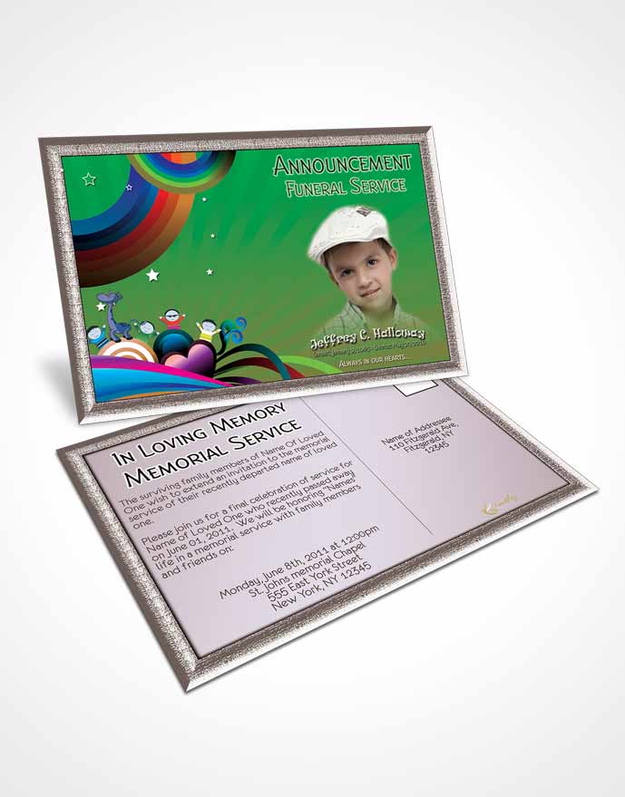 Funeral Announcement Card Template Forest Laughter Childs Journey