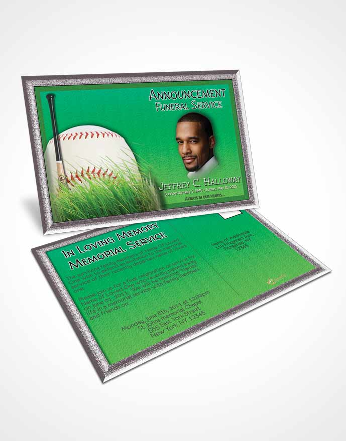 Funeral Announcement Card Template Forest Magic Baseball Star Light