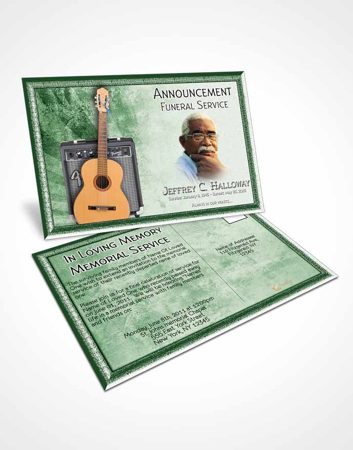 Funeral Announcement Card Template Forest Musician