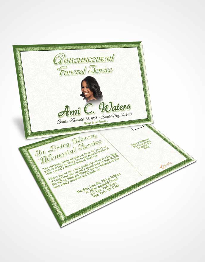 Funeral Announcement Card Template Forest Purity