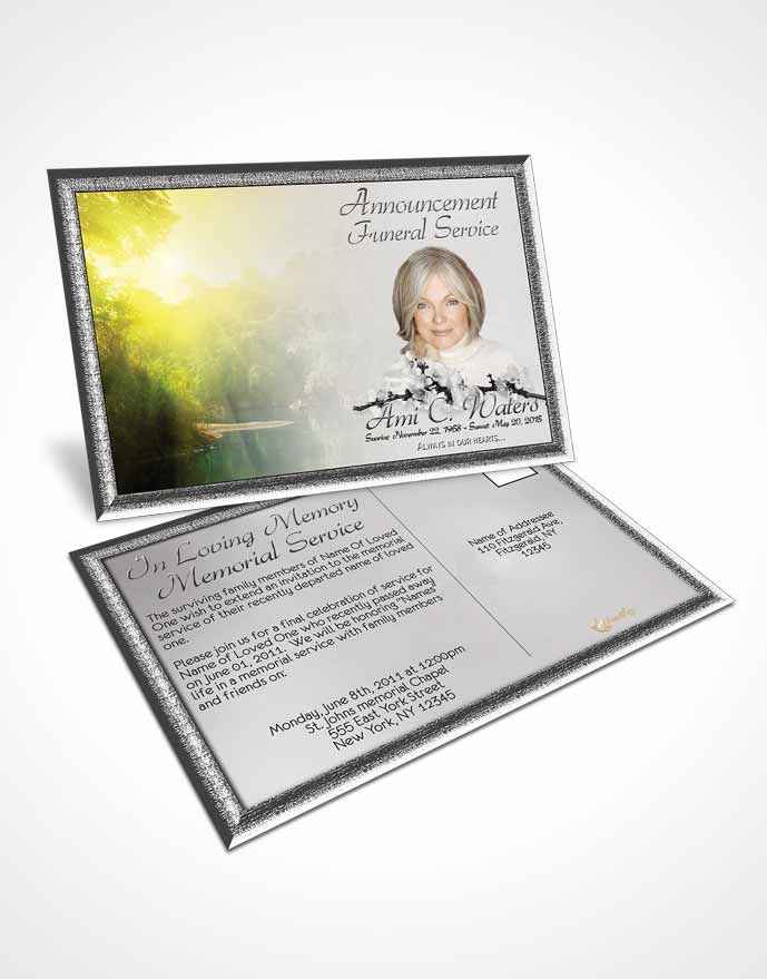 Funeral Announcement Card Template Forest River Black and White