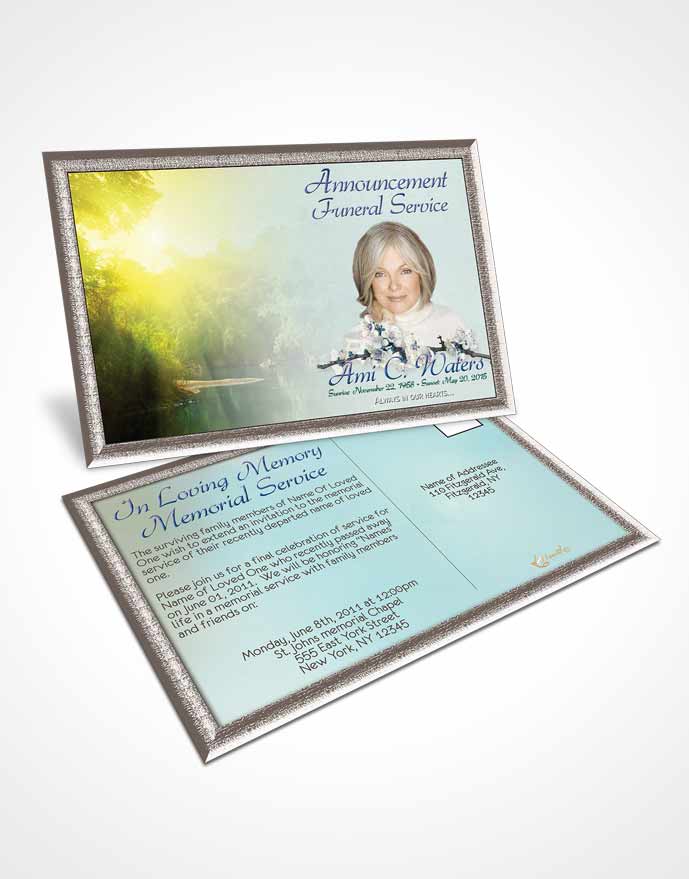Funeral Announcement Card Template Forest River Evening Peace