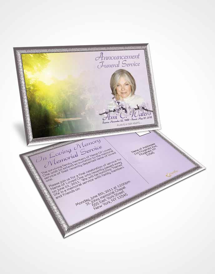 Funeral Announcement Card Template Forest River Lavender Honor