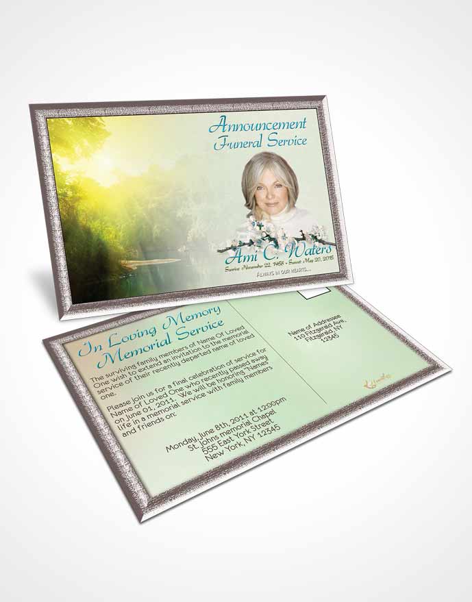 Funeral Announcement Card Template Forest River Morning Calm
