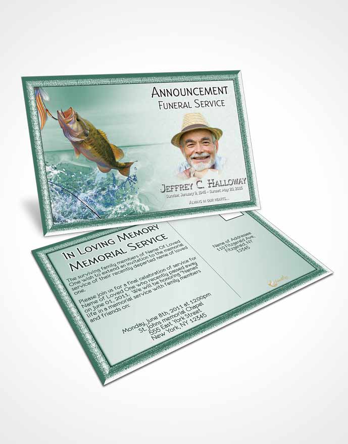 Funeral Announcement Card Template Forest Waters Calm Fisherman
