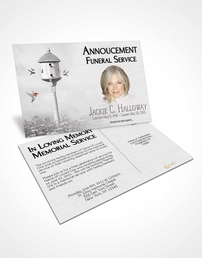 Funeral Announcement Card Template Free Birds of a Feather