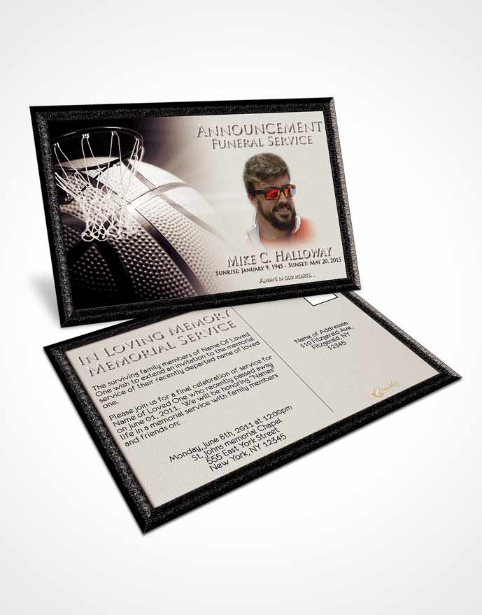 Funeral Announcement Card Template Freedom Basketball Honor