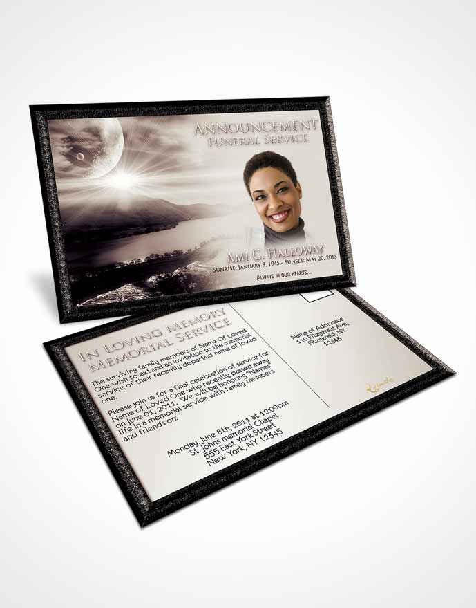 Funeral Announcement Card Template Freedom Evening Moon