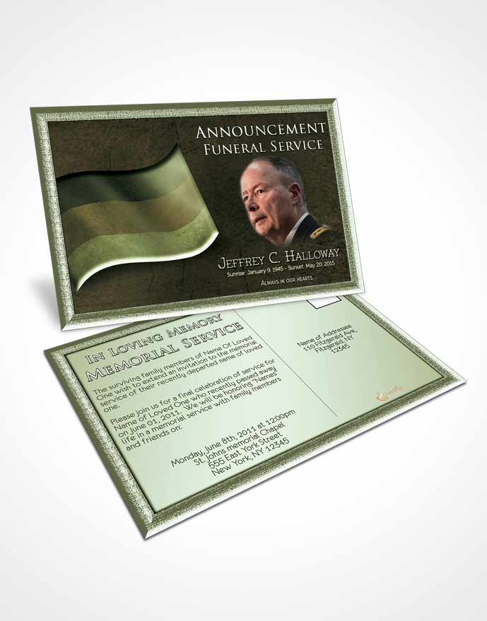 Funeral Announcement Card Template German Emerald Honor