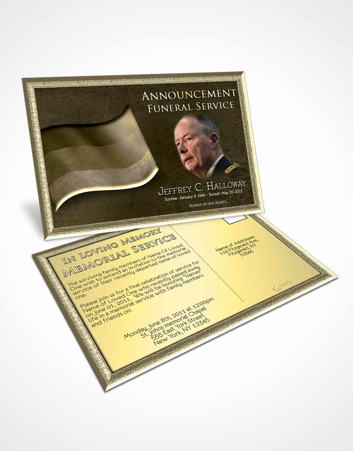 Funeral Announcement Card Template German Golden Honor