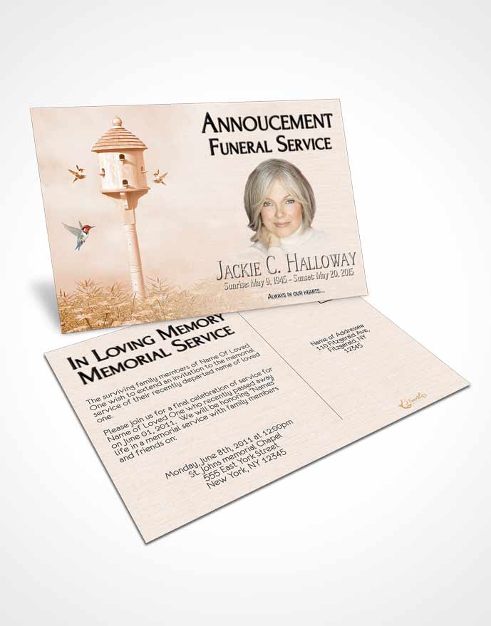 Funeral Announcement Card Template Golden Birds of a Feather