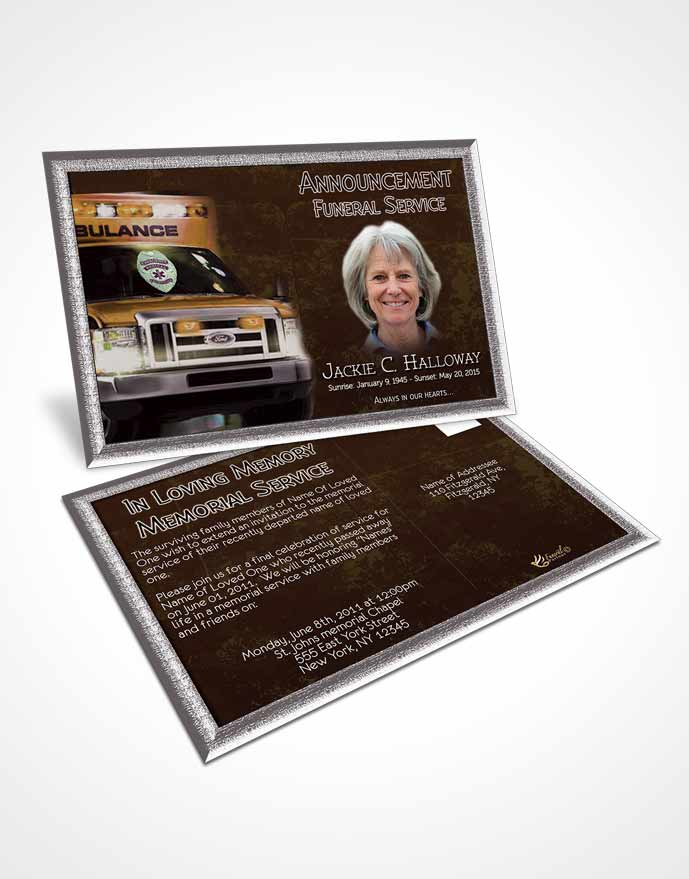 Funeral Announcement Card Template Golden EMT Savior