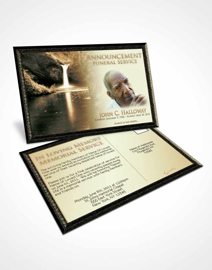 Funeral Announcement Card Template Golden Forest Magic