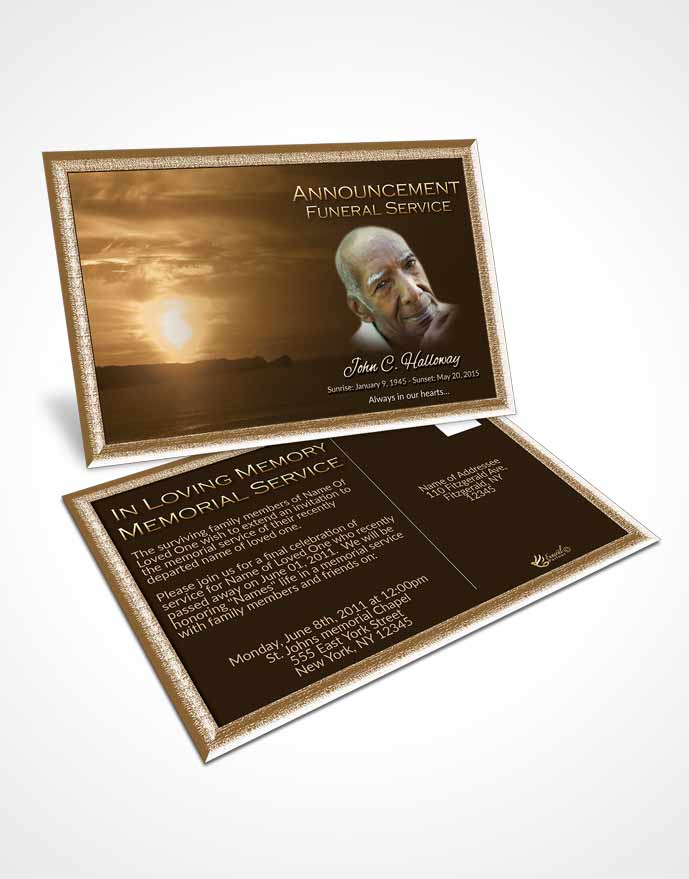 Funeral Prayer Card Template Golden Higher Power