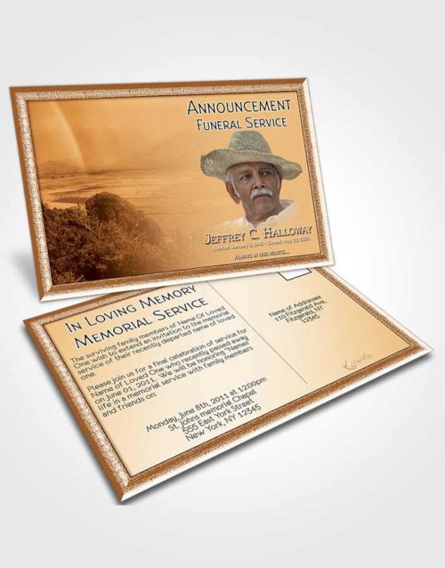 Funeral Announcement Card Template Golden Misty Mountain