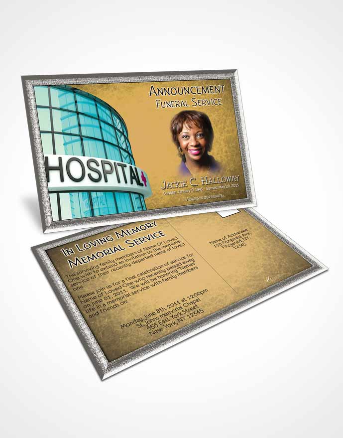 Funeral Announcement Card Template Golden Nurse
