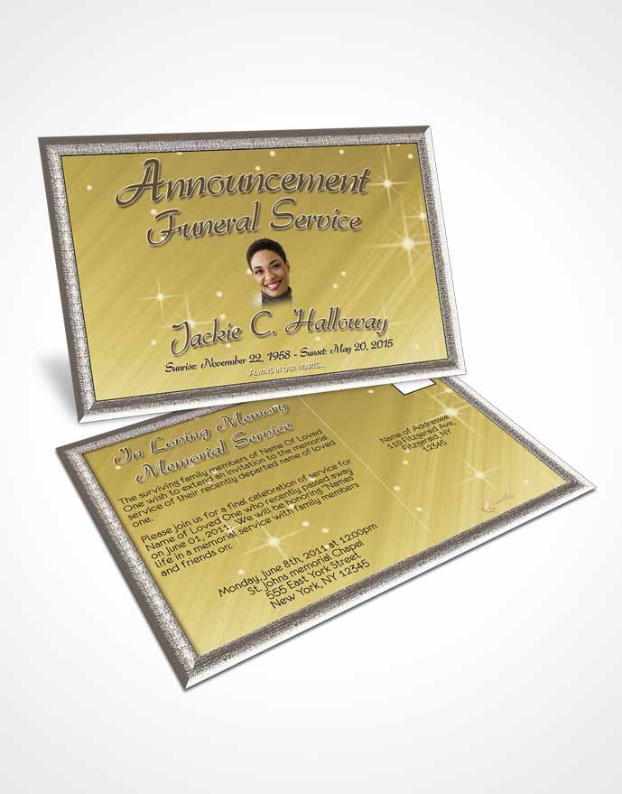 Funeral Prayer Card Template Golden Serenity