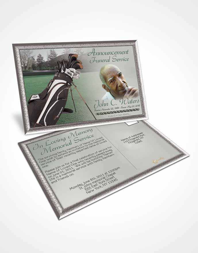 Funeral Announcement Card Template Golfing Day Autumn Sky