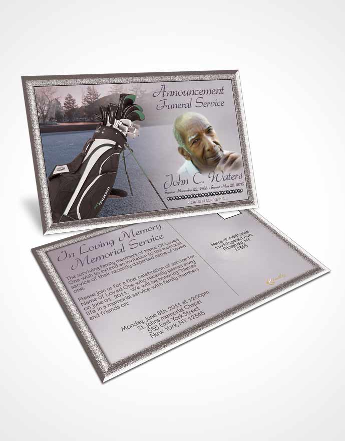 Funeral Announcement Card Template Golfing Day Gentle Breeze
