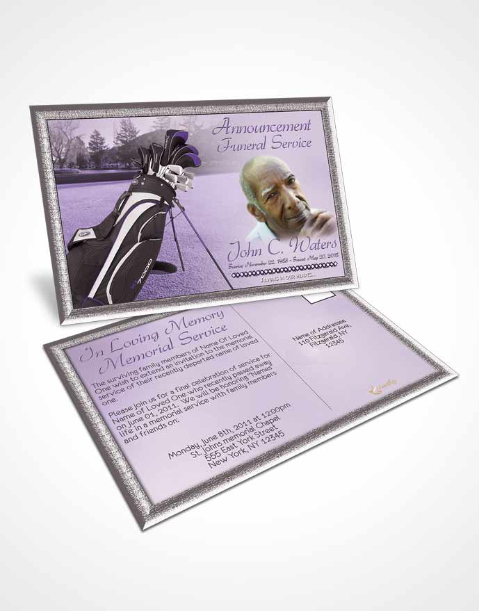 Funeral Announcement Card Template Golfing Day Lavender Honor