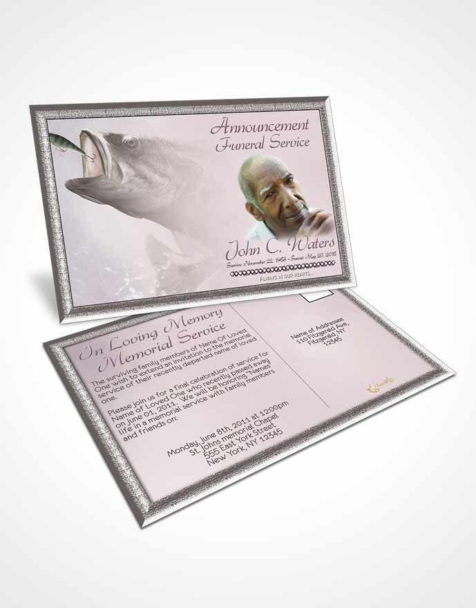 Funeral Announcement Card Template Gone Fishing Autumn Sky