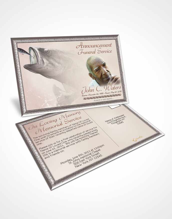 Funeral Announcement Card Template Gone Fishing Gentle Breeze