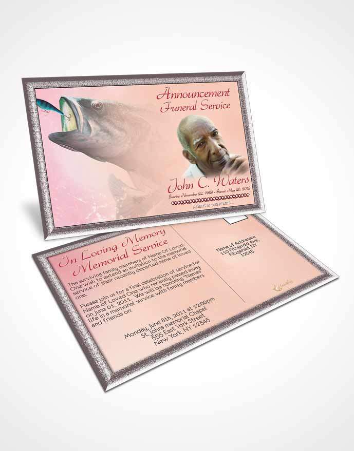 Funeral Announcement Card Template Gone Fishing Ruby Dreams