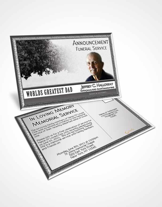 Funeral Announcement Card Template Greatest Dad Black and White