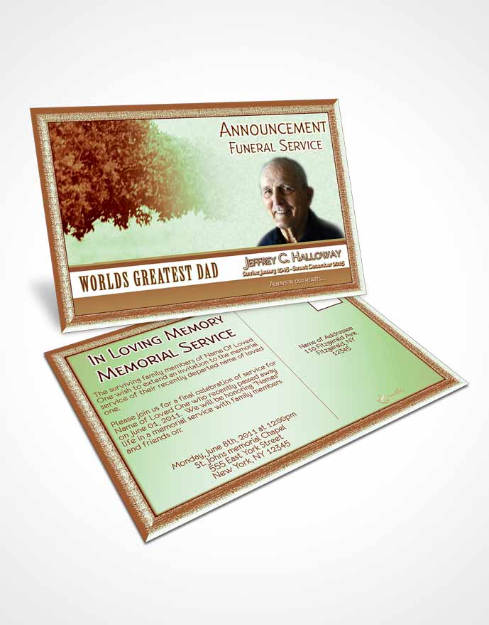 Funeral Announcement Card Template Greatest Dad Emerald Bliss