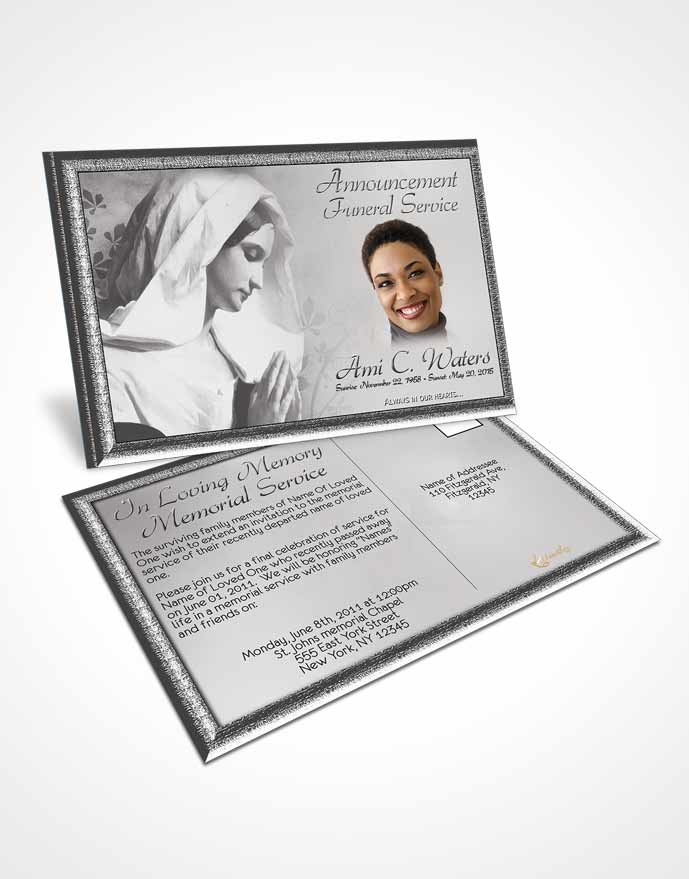 Funeral Announcement Card Template Hail Mary Black and White