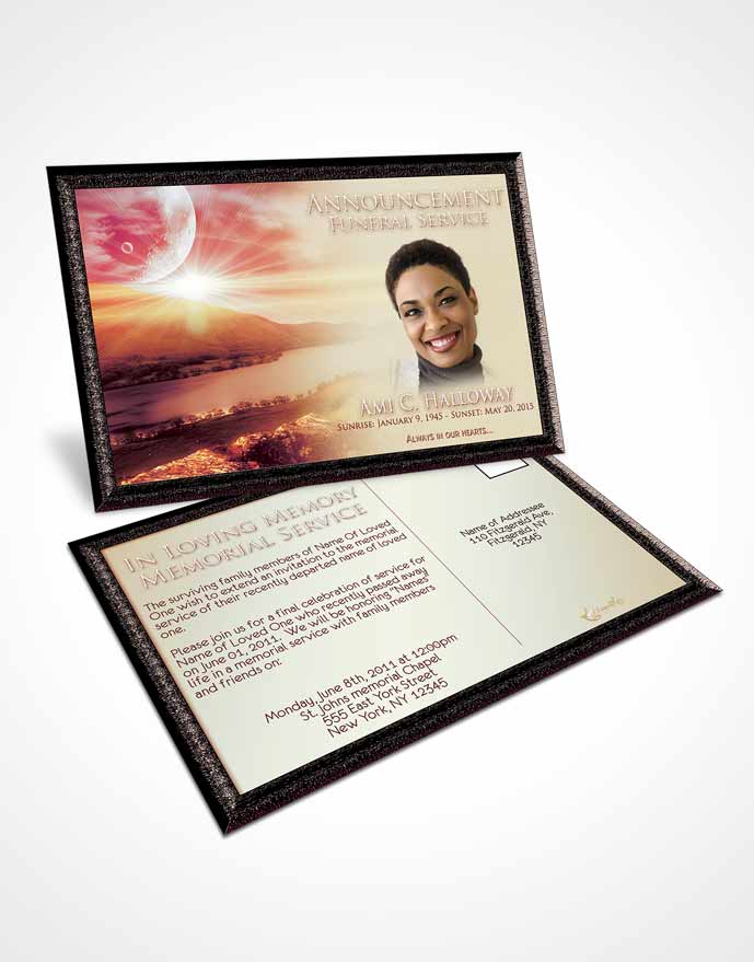 Funeral Announcement Card Template Harmony Evening Moon