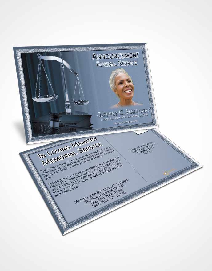 Funeral Announcement Card Template Heavenly Blue Judge Justice