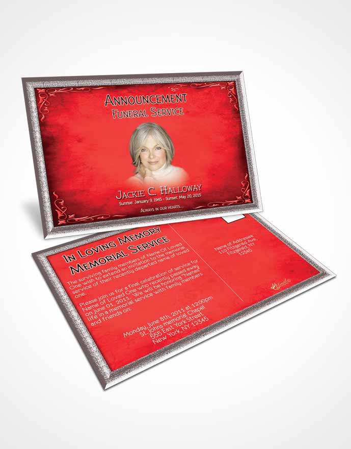 Funeral Prayer Card Template Heavens Touch Brilliant Ruby