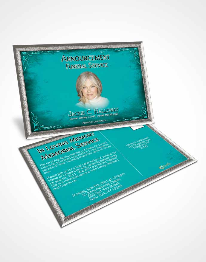 Funeral Prayer Card Template Heavens Touch Cyan Beauty
