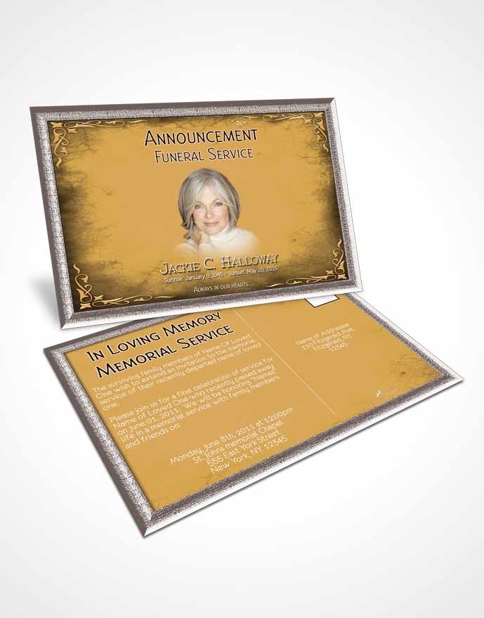 Funeral Prayer Card Template Heavens Touch Golden Desire