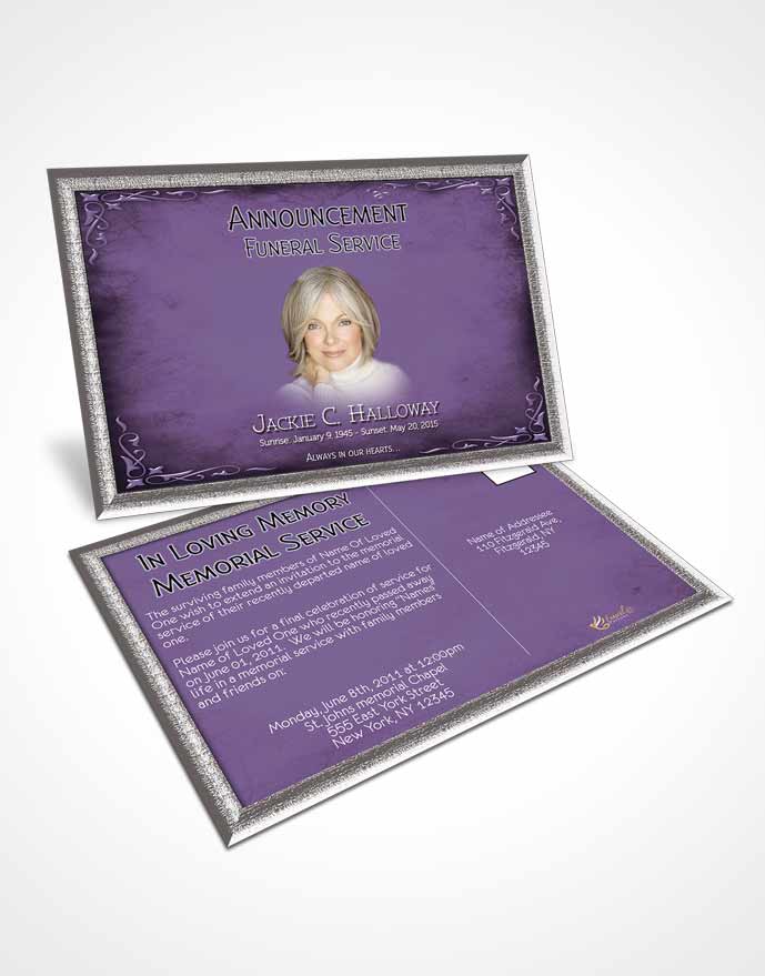 Funeral Prayer Card Template Heavens Touch Soft Lavender